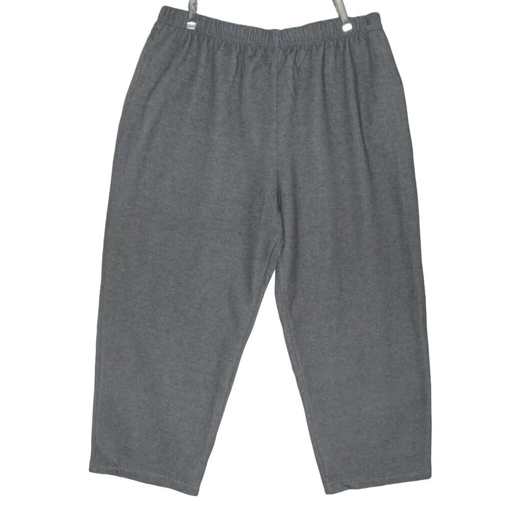 Speculation Women Crop Pants 2X Gray Stretch knit Pull On Elastic Waist pockets